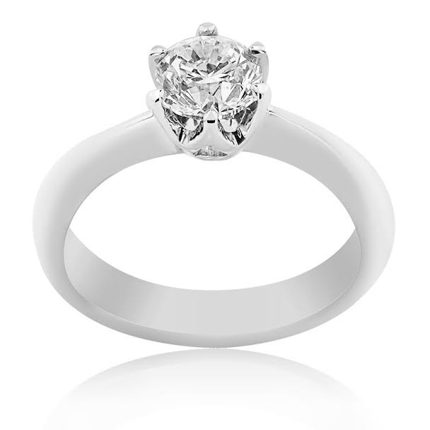Classic solitaire Tiffany set diamond engagement ring
