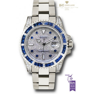 Rolex Submariner White Gold with Sapphires and Diamonds Factory Set - ref 116659SABR