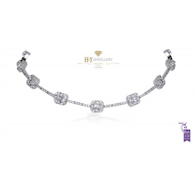 Ananya Celeste Miniature Lotus Choker Set with Sapphires and Diamonds