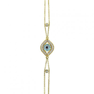 Protection From The Evil Eye Bracelet With Blue Topaz and Onyx