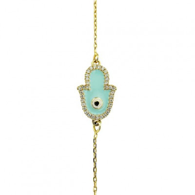 Blue Fatima Hand Charm Bracelet