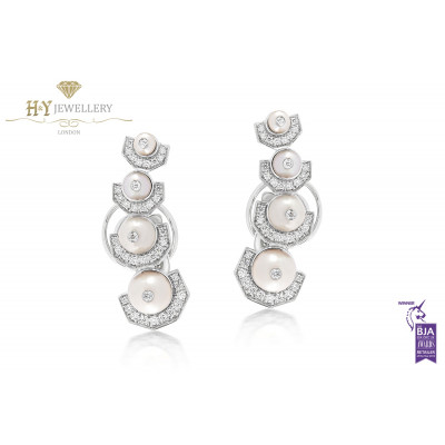 Ananya White Gold Celeste Ear Cuffs set with Pearls and Diamonds