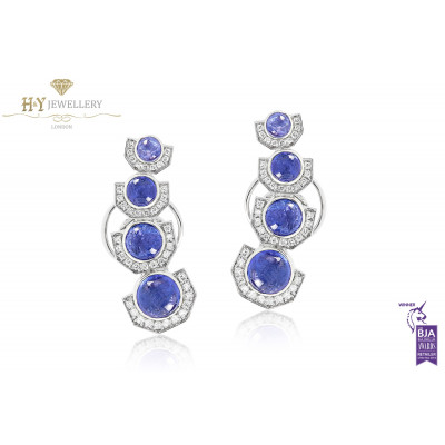 Ananya White Gold Celeste Ear Cuffs set with Tanzanite and Diamonds