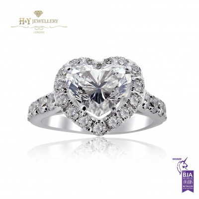 White Gold Heart Engagement Ring - 2.04 ct