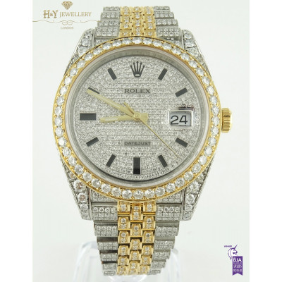 Rolex Date Just Steel and Yellow gold with after set diamonds - ref 126333