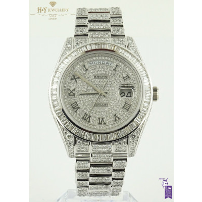 Rolex Day Date II White Gold with After market diamonds - ref 218239