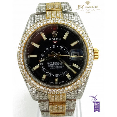 Rolex SkyDweller Two Tone with After market diamonds - Ref 326933