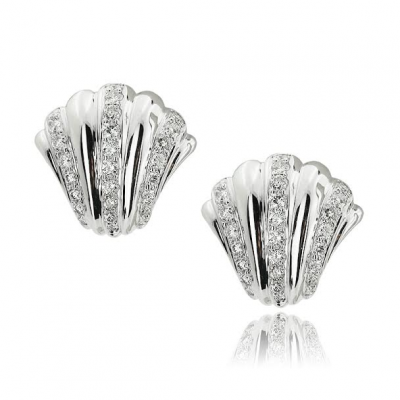 White Gold Stud Earrings With Brilliant Cut Diamonds
