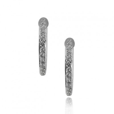 White Gold Hoop Diamond Earrings 