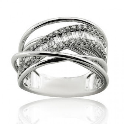 White Gold Large Cocktail Ring With Brilliant Cut Diamonds