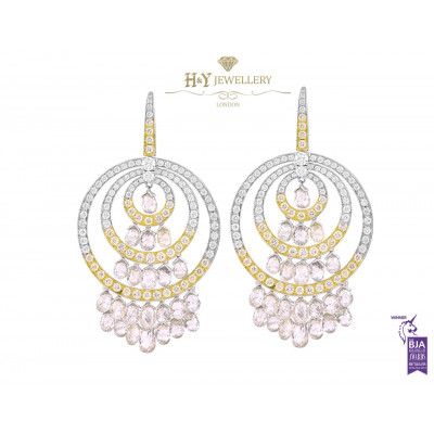 White and Yellow Gold Brio Diamond Earrings - 27.83 ct