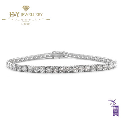 White Gold Brilliant Cut Diamond Tennis Bracelet - 7.45 ct