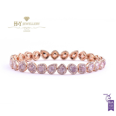 Rose Gold Mixed Cut Fancy Pink Diamond Bracelet - 7.33 ct
