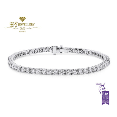 White Gold Brilliant Cut Diamond Tennis Bracelet - 5.65 ct