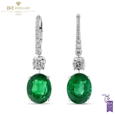 Emerald Diamond Earrings - 15.23 ct