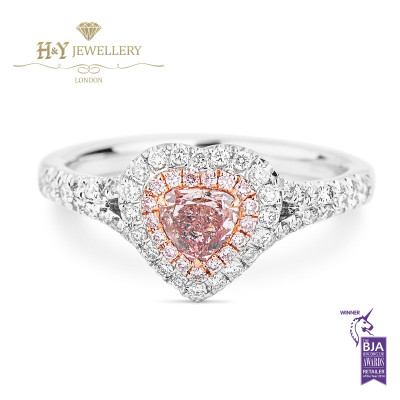 White Gold Heart Cut Fancy Pink Diamond Ring - 0.76 ct 