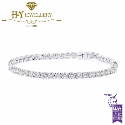 White Gold Round Cut Diamond Tennis Bracelet - 6.02 ct