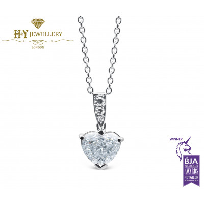 White Gold Heart Shaped Modified Brilliant Diamond Necklace - 2.07 ct