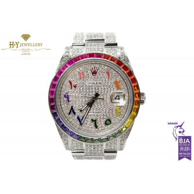 Rolex Date Just 41 Stainless Steel w/ Aftermarket Diamonds and Gemstones - ref 126300
