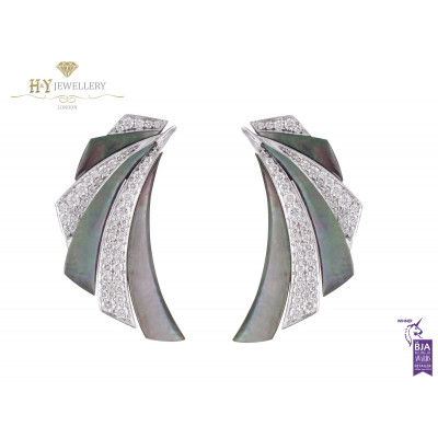 Ananya White Gold Mogra Demi Blossom Ear Cuffs set with Mother of Pearl and Diamonds