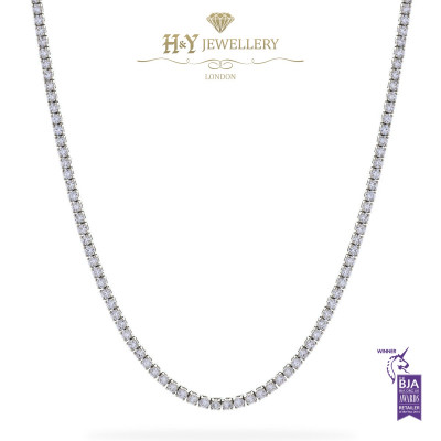 White Gold Round Cut Diamond Tennis Necklace