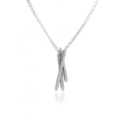 White Gold Layered Cross Pendant Necklace 
