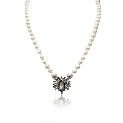 Antique Filigree Diamond and Pearl Necklace