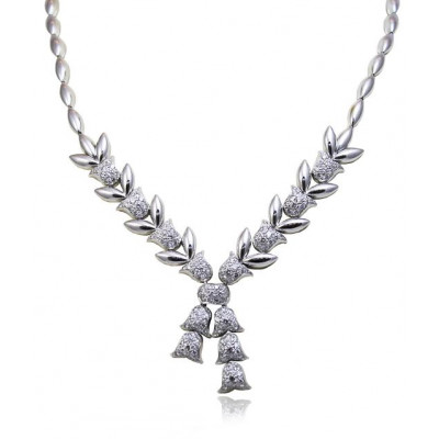 White Gold Tulip Necklace With Brilliant Cut Diamonds