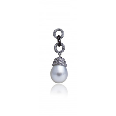 Tear Shape Pearl and Diamond Pendant