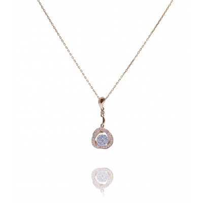 Rose Gold and White Diamond Swirl Pendant 