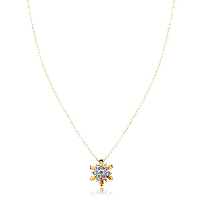 Rose Gold and White Diamond Flower Pendant 