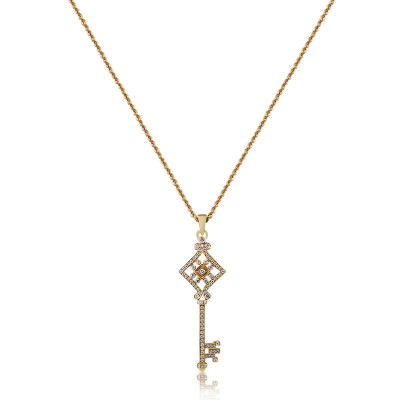Rose Gold Key Pendant With Brilliant Cut Diamonds