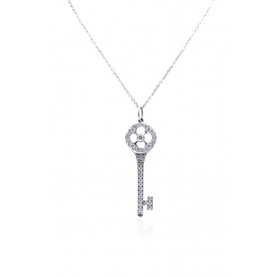 Small Platinum Tiffany Key Pendant 