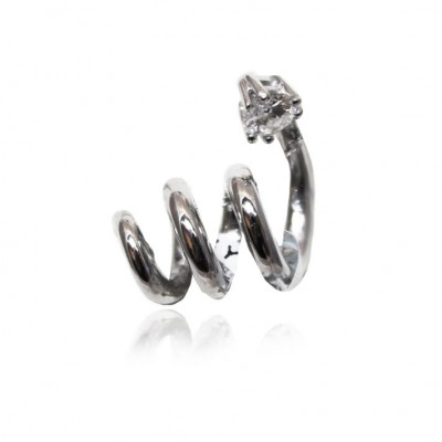 White Gold Twirl Pendant With Single Brilliant Cut Diamond