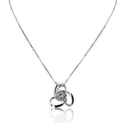 White Gold Simple Triangular Pendant With Brilliant Cut Diamonds