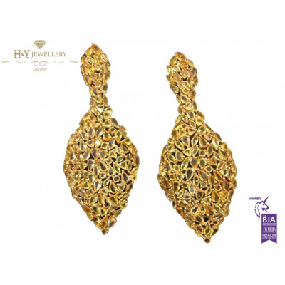 Yellow Gold Earrings Set with Yellow Sapphires - 41.44 ct