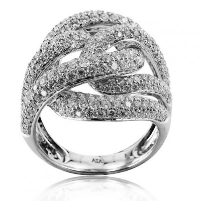 White Gold Spiral Ring With Brilliant Cut Diamonds