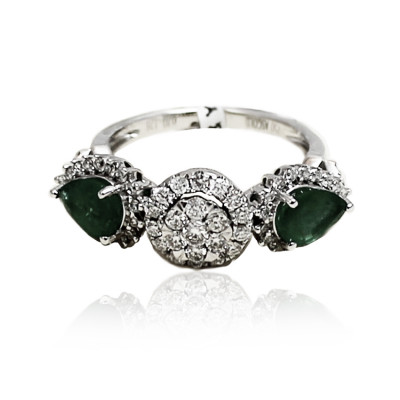 Illusion and Pear Cut Emerald Ring 