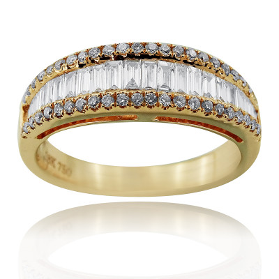 Rose Gold Half Eternity Ring With Baguette And Brilliant Cut Diamonds
