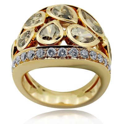 Cognac and White diamond Cocktail Ring 