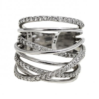White Gold Cocktail Ring With Round Cut Diamonds