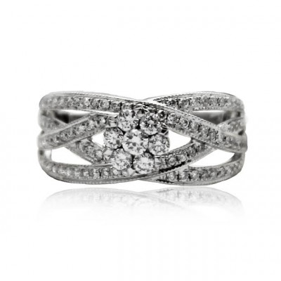 White Gold Wedding Band With Brilliant Cut Diamonds