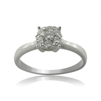 White Gold Engagement Ring With Brilliant Cut Diamonds