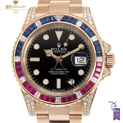 Rolex GMT Master II Factory Set Rose Gold - ref 126755SARU