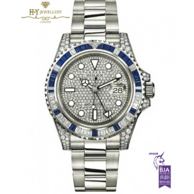 Rolex GMT Master II Factory Set White Gold set with Sapphires and Diamonds - ref 116759SA