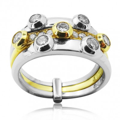 Two Tone Trinity Ring With Brilliant Cut Diamonds