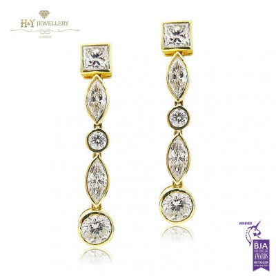 Yellow Gold Mixed Diamond Earrings - 7.00 ct 