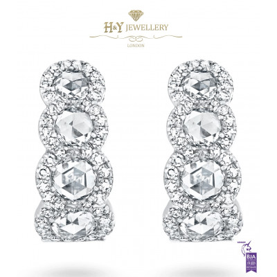 David Morris White Gold Rose Cut Diamond Earrings - 4.50 ct