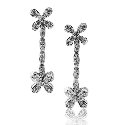 Diamond Flower Drop Earrings  