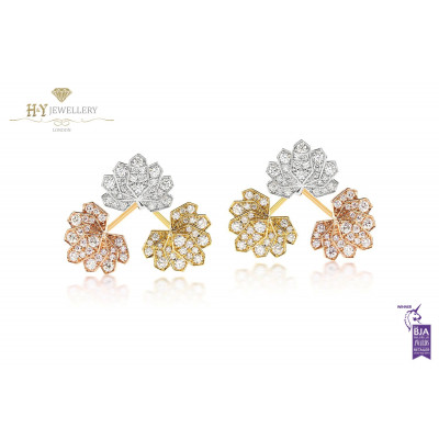 Ananya Tri-Colour Lotus Ear Jacket set with Diamonds